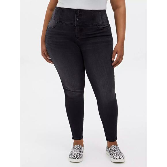 torrid Pants - Torrid Corset Skinny Jeans Black Stretch Plus Size 16